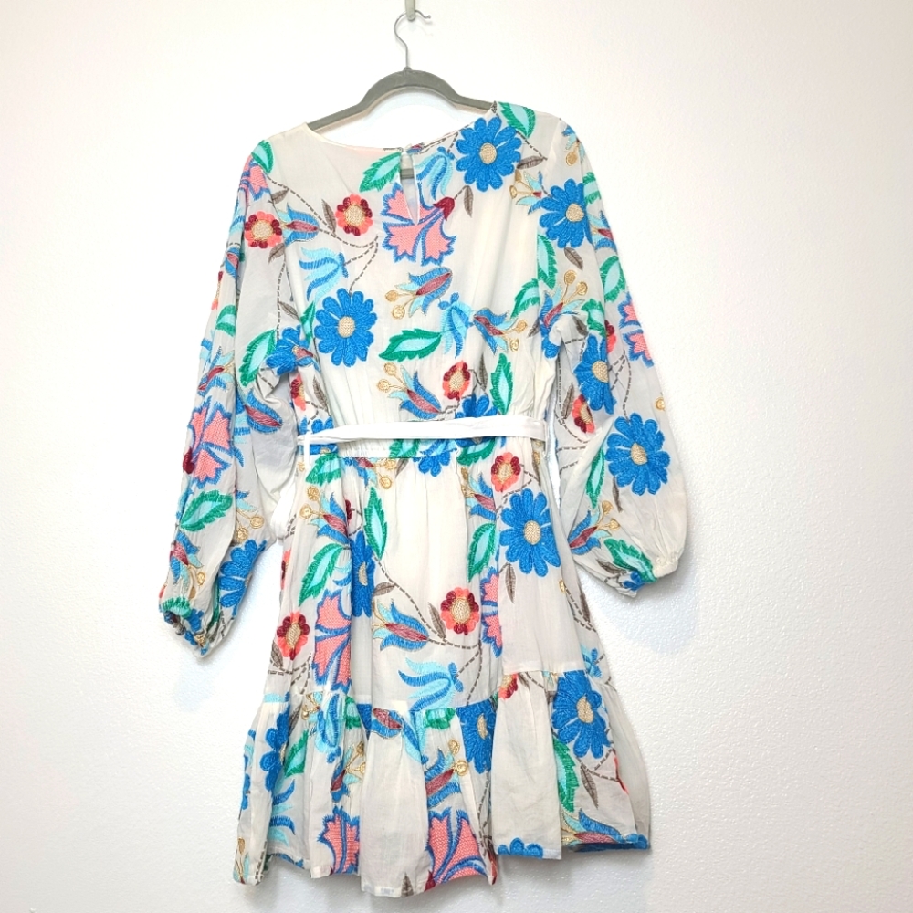 Oliphant Flirty Short Long Sleeve Dress in Monet Size Large - Picture 12 of 14